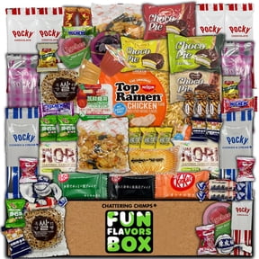 Fun Flavors Box Asian Snacks and Candy Care Package 50 Count Variety Pack - Discover the Best of Japanese, Korean, and Chinese Snacks and Treats Gift Box