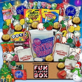 Fun Flavors Box Chocolate Candy Care Package - 100 Snacks Variety Assortment of Candy, Sweets, Chocolate, Mints, Cotton Candy Snacks Gift Box