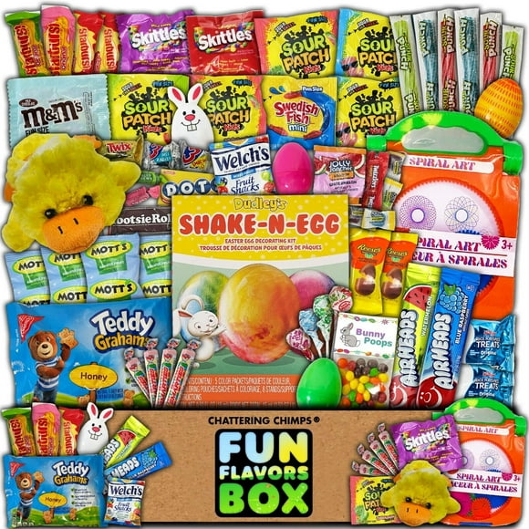 Fun Flavors Box Easter Candy Basket Fillers Candy, Chocolate, Gummies, Snacks, Gift Box