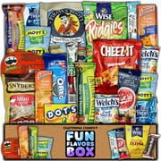 Fun Flavors Box Favorite American Snack Sampler Care Package - 20 Snacks Variety Assortment of Chips, Cookies, Candy, Bars, Favorite Snacks Gift Box