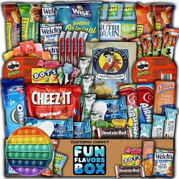 Fun Flavors Box Favorite Snack Box Cookies Candy Snack Circle Push Pop Toy 50 Count Care Package