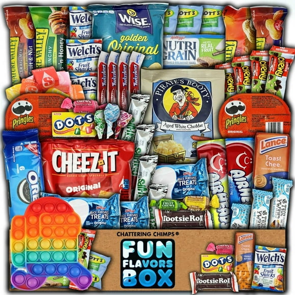 Fun Flavors Box Favorite Snack Box Cookies Candy Snacks Space Push Pop Toy 50 Count Care Package