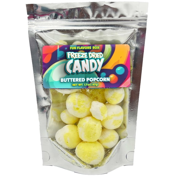 Fun Flavors Box - Freeze Dried Candy Buttered Popcorn Taffy Crispy Treats, 1.7 oz