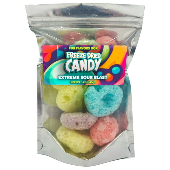 Fun Flavors Box Freeze Dried Candy Extreme Sour Blast Intense Flavor Crunchy Treats 1.4 oz