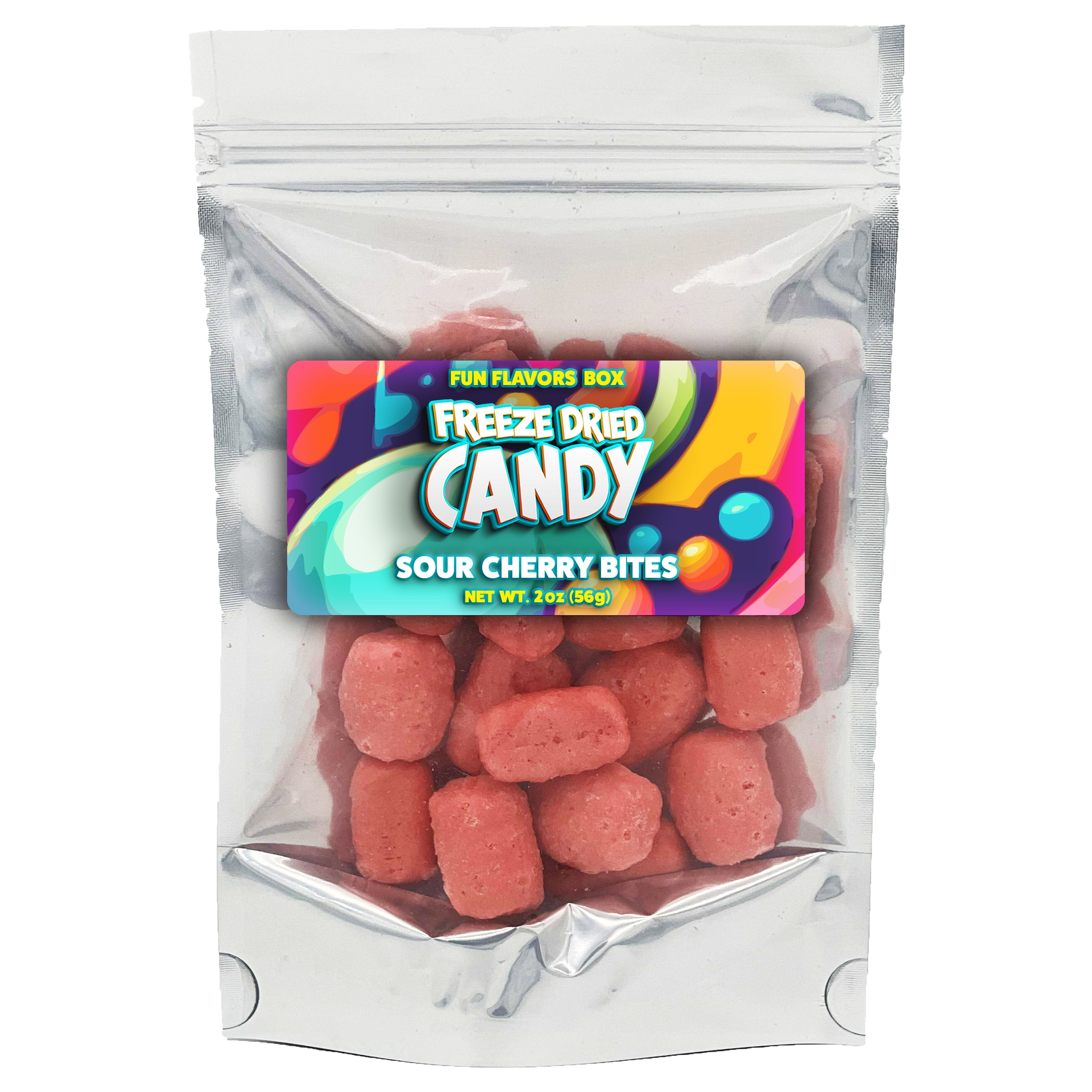 Fun Flavors Box Freeze Dried Candy, Freeze Dried Sour Cherry Bites, Unique, Exotic Crunch Snack Treats, Party Favor Gift Idea ? 2 oz