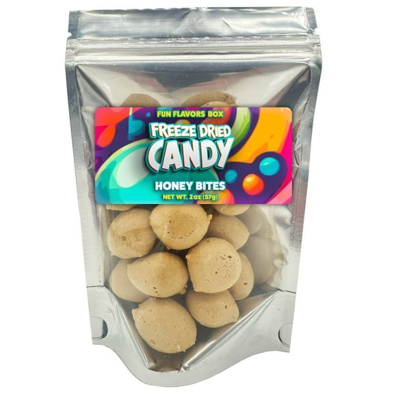 Fun Flavors Box - Freeze Dried Candy Honey Bites Taffy Crunchy Treats, 2oz