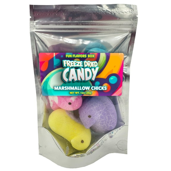 Fun Flavors Box Freeze Dried Candy Marshmallow Chicks Crispy Treats, 1 oz