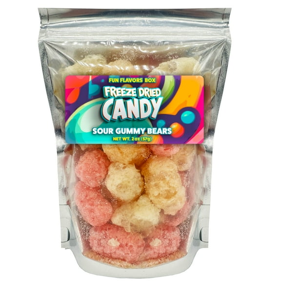 Fun Flavors Box - Freeze Dried Candy Sour Gummy Bears Crunchy Treats, 2 oz