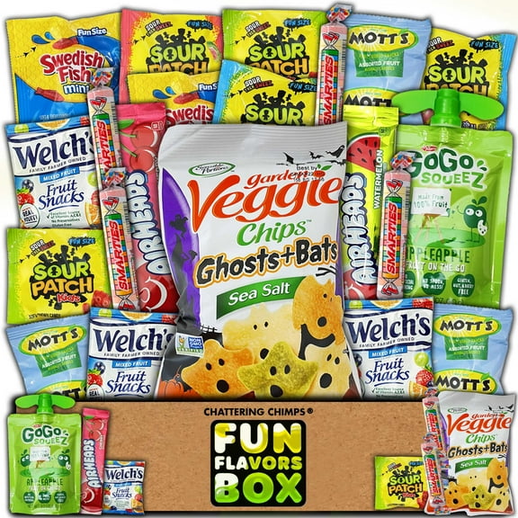 Fun Flavors Box Healthy Snacks (20 Count) Gluten Free Care Package Snack Gift Box Sampler