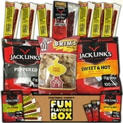 Fun Flavors Box Meat Lovers Jerky Snack Care Package - 10 Snacks Variety Assortment of Beef Jerky, Steak, Beef Sticks, Favorite Protein Snack Gift Box