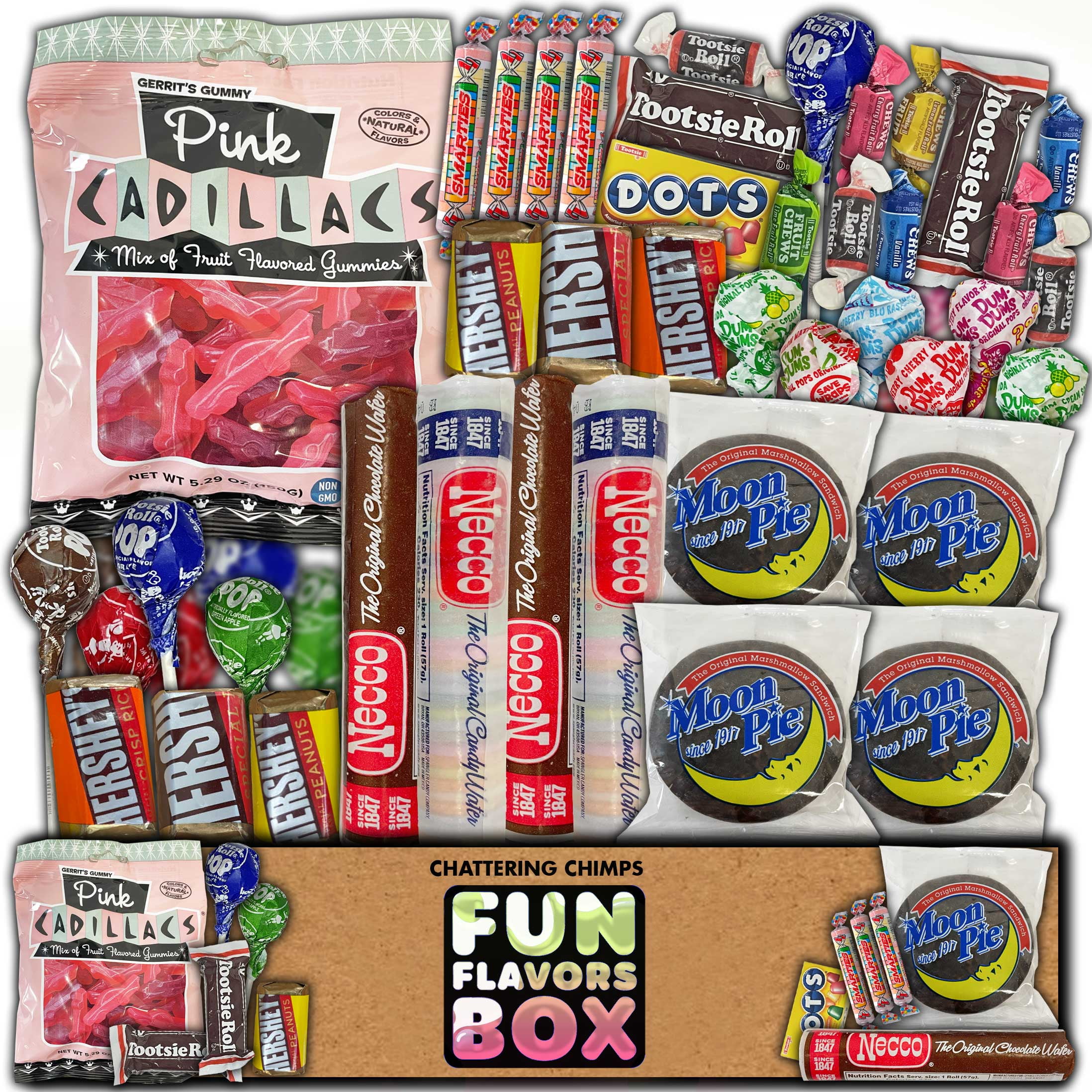 Fun Flavors Box Retro Candy Gift Box Variety Pack 50 Count Care Package