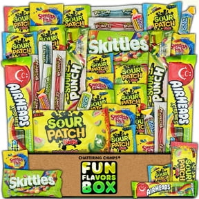 Fun Flavors Box Sour Candy Lovers Sweet Snack Care Package - 30 Snacks Variety Assortment of Gummy Candy, Sour Kid Candy, Classic Treats Gift Box