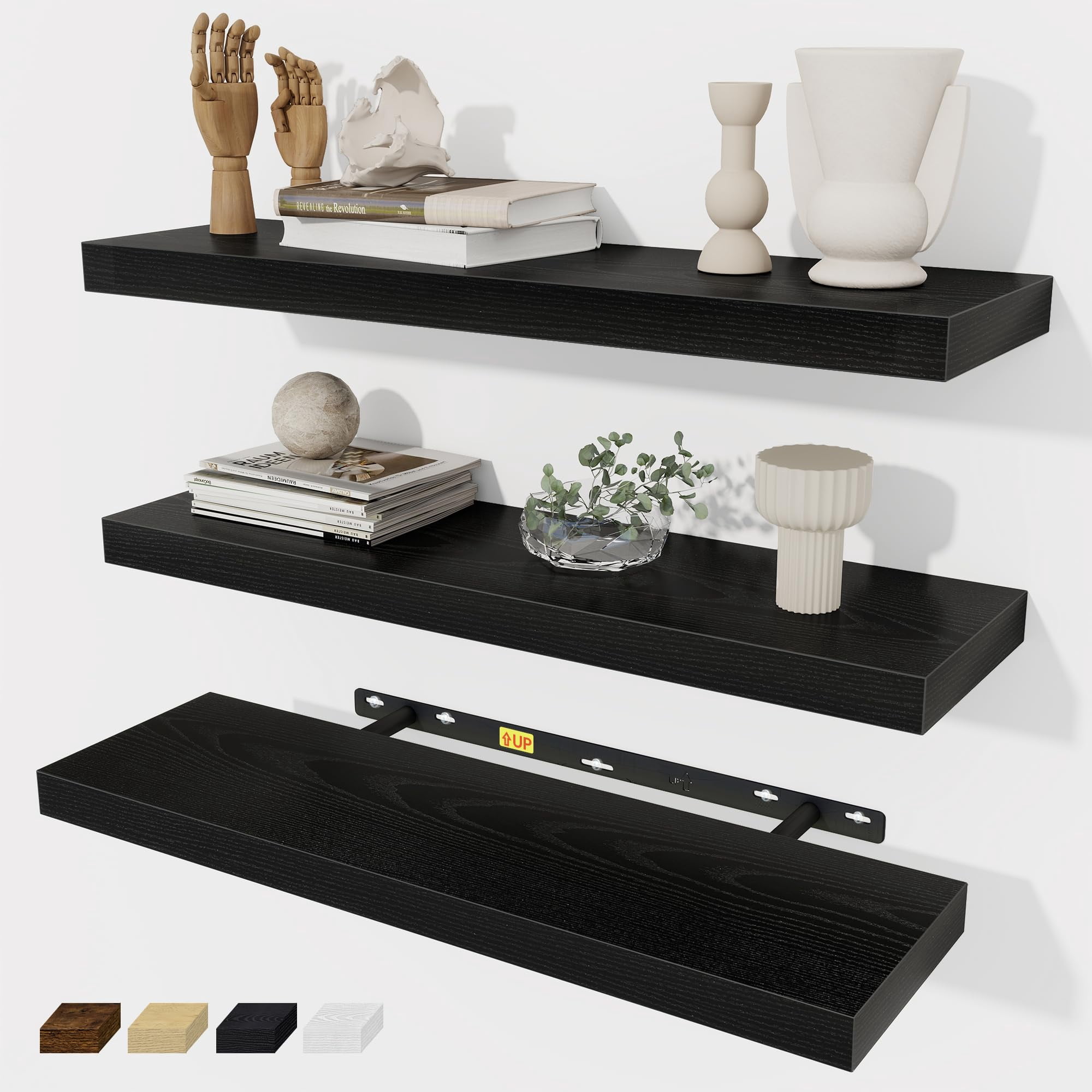 Fun Floating Shelves Wall Shelf Set of 3, Farmhouse Home Decor Living ...
