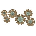 Fun Flowers Natural Wood and Aqua Blue Wall Decor