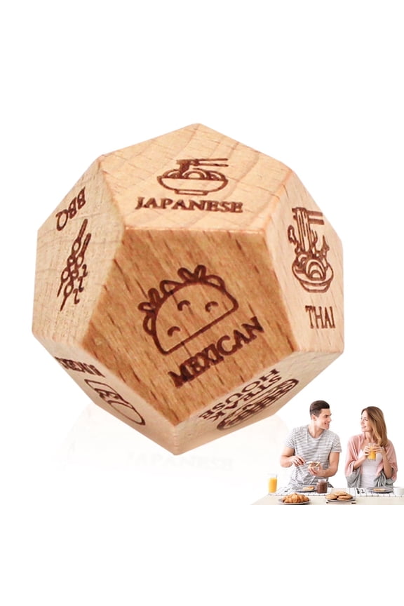 Wooden Food Decision Dice,Fun Date Night Dinner Choice Picker,1 Count