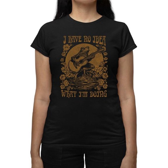 Fun Frog On Guitar Graphic Shirt T-shirt Women's