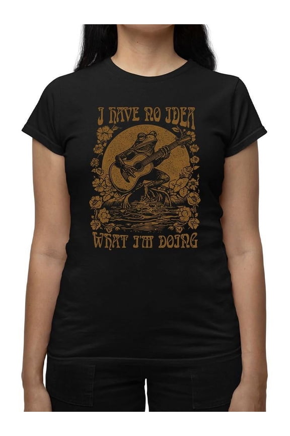 Fun Frog On Guitar Graphic Shirt T-shirt Women's