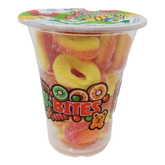 Fun Fruit Gummy Candy Peach Ring Shape, Juicy & Chewy Fruit Snacks, Halal Certified & Fat Free, 6 oz Cups (Pack of 14)