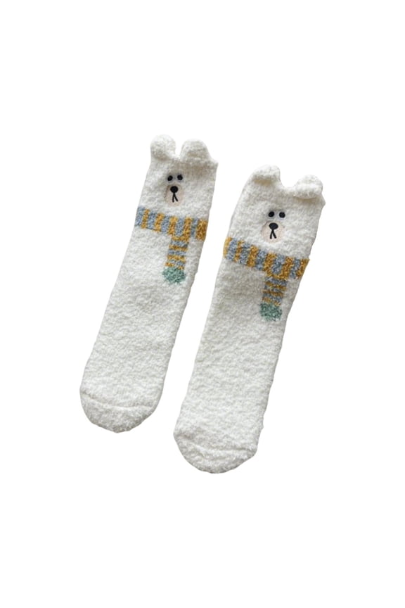 Fun Fuzzy Slipper Socks Funny Fluffy Cartoon Animal Soft Socks Plush Coral Fleece Cozy Sleeping Sock