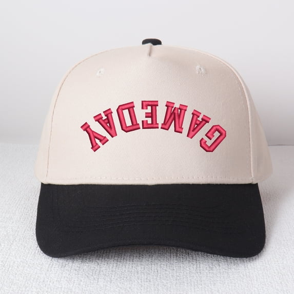 Fun "GAMEDAY" Upside Down Trucker Cap Reversible Novelty Hat Adjustable Snapback for Men and Women Game Day Essential,1 pcs,Black-Red