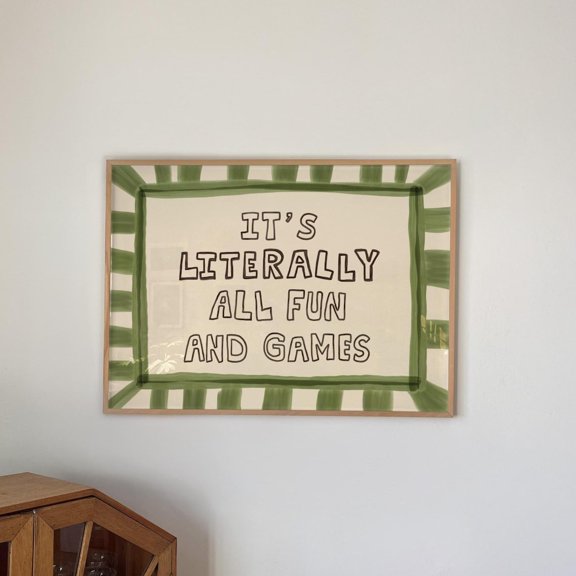Fun Games Hand Drawn Typography Wall Art Decor Unframed Paper Print