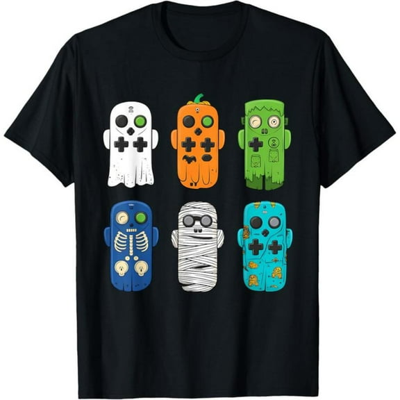 Fun - Gaming Graphic Tee, Tops Has Halloween - Themed Controller Designs, Round Neck Regular Fit T - shirts, Size(S - 5XL)