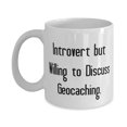 thumbnail image 1 of Fun Geocaching 15oz Mug, Introvert but Willing to Discuss Geocaching, Present F Friends, Cool Gifts From, 1 of 2