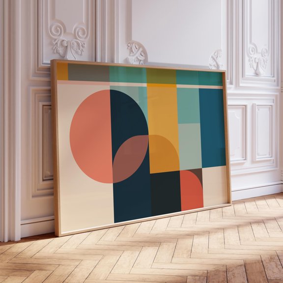 Fun Geometric Color Block Poster , Poster Print Only