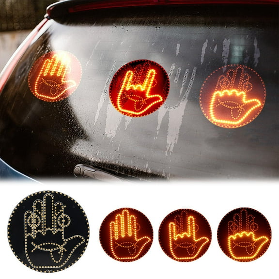 Fun Gesture Car Light with Remote Control Finger Flashing Road Rage Led Sign Multi-function Gesture Light Palm Light Gesture Light for Car Truck