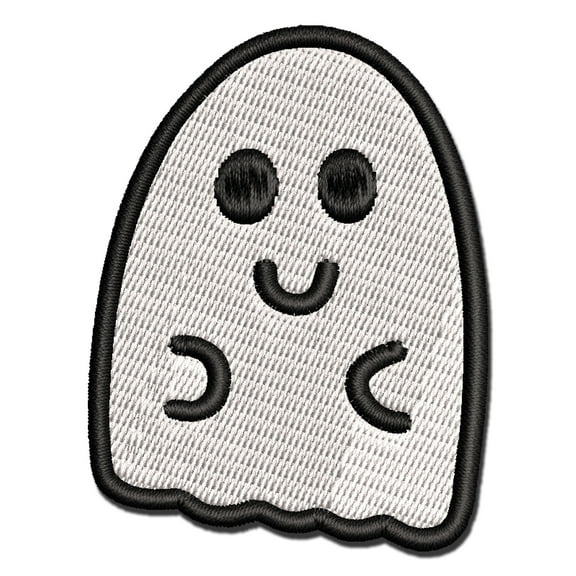 Fun Ghost Halloween Applique Multi-Color Embroidered Hook & Loop Patch - 3 Inch Medium