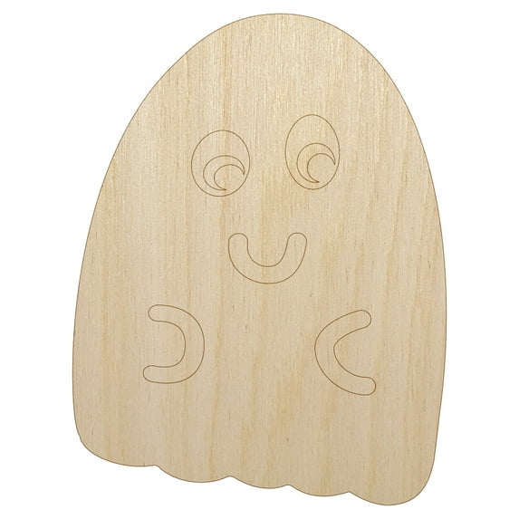 Fun Ghost Halloween Wood Shape Unfinished Piece Cutout Craft DIY Projects - 4.70 Inch Size - 1/8 Inch Thick