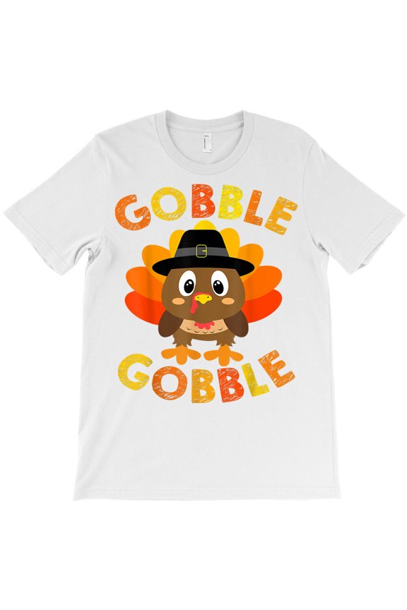 Fun Gobble Gobble Turkey Pilgrim Little Boys Thanksgiving, G7605 Unisex T-Shirt, Up to Size 5XL