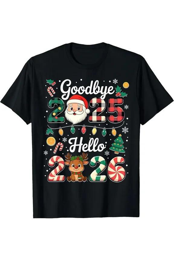 Fun Goodbye 2025 Hello 2026 Holiday Friends Celebration Unisex T-Shirt, up to size 5XL