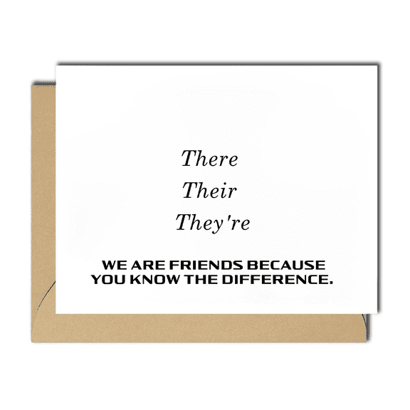 Fun Grammar Card - "We Are Friends Because You Know the Difference" - Perfect for Educators, Students, and Friends - Cute Card for Sharing Laughter on Any Occasion