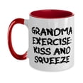 thumbnail image 1 of Fun Grandma Two Tone 11oz Mug, Grandma Exercise: Kiss And Squeeze, Present For Grandmother, Cool Gifts From Granddaughter, Birthday mug, Two tone mug, Mug gift, Birthday gift, Two tone mug gift, Oz, 1 of 2