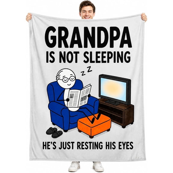 Fun Grandpa Blanket,Novel Gift for Old Men from Children,Printed Flannel Blanket, for Birthdays,Father's Day,Christmas