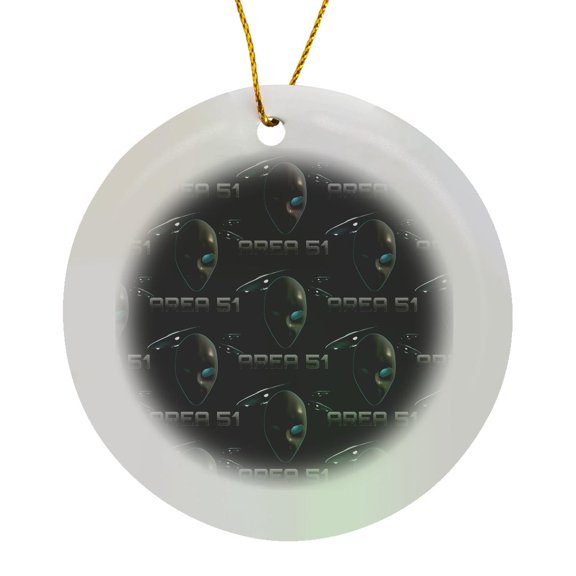 3drose, Fun Gray Alien and Ufo Pattern for Any Area 51 Conspiracy Theory., Circle Porcelain Ornament