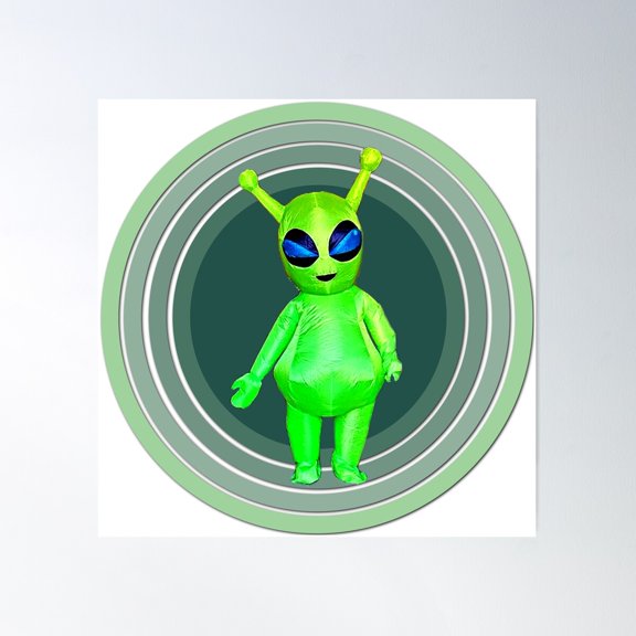 Fun Green Alien Martian Extra Terrestrial Greeting Earthling Poster Wall Art, Modern Wall Decor For Living Room Bedroom, 30x30 UNFRAMED