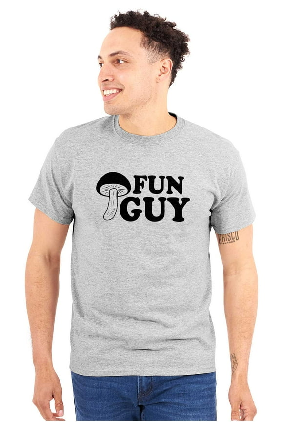 Fun Guy Fungi Mushroom Nerdy Geeky Men's Big & Tall Crewneck Graphic Tee Brisco Brands 2X