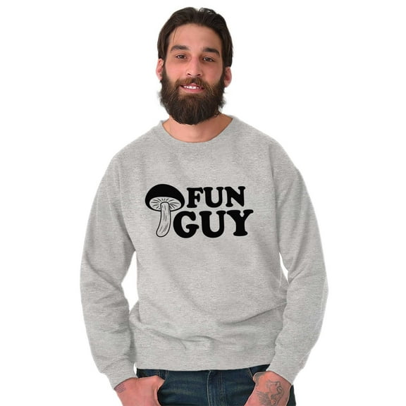 Fun Guy Fungi Mushroom Nerdy Geeky Men's Big & Tall Crewneck Sweatshirt Brisco Brands 5X