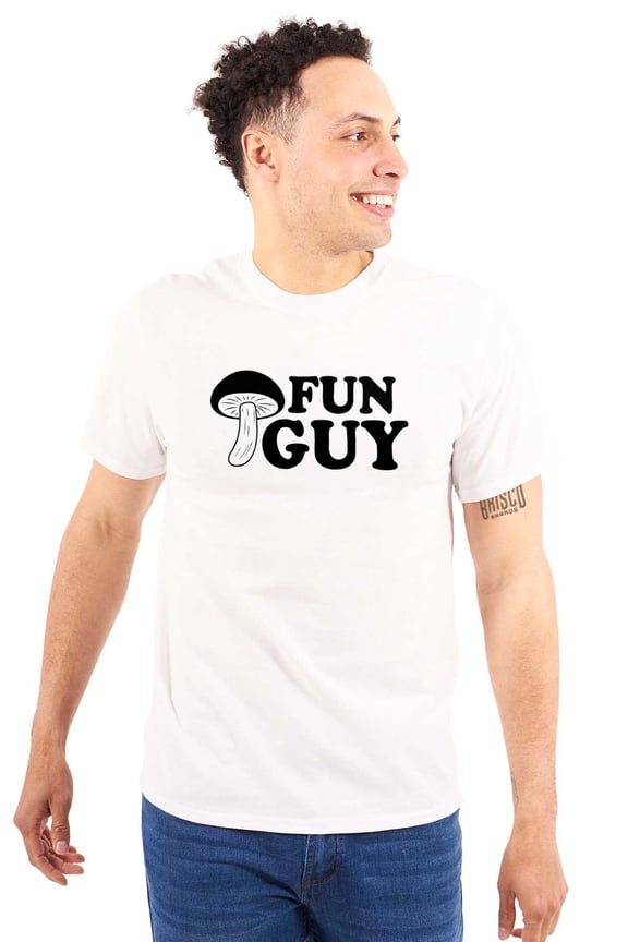 Fun Guy Fungi Mushroom Nerdy Geeky Men's Graphic T Shirt Tees Brisco Brands L