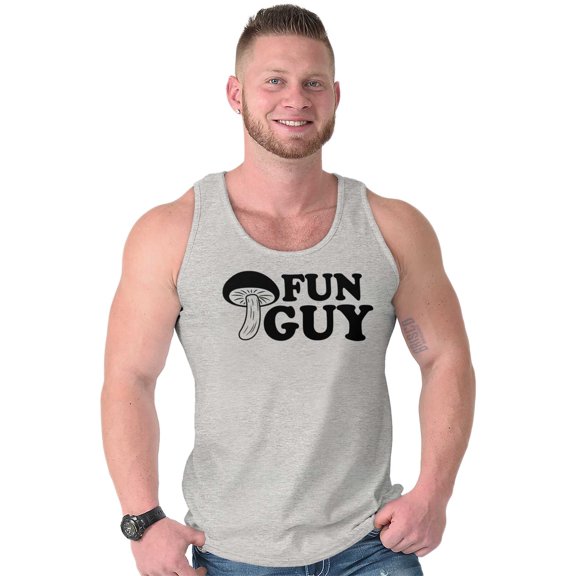 Fun Guy Fungi Mushroom Nerdy Geeky Mens Big & Tall Graphic Tank Top Brisco Brands 2X
