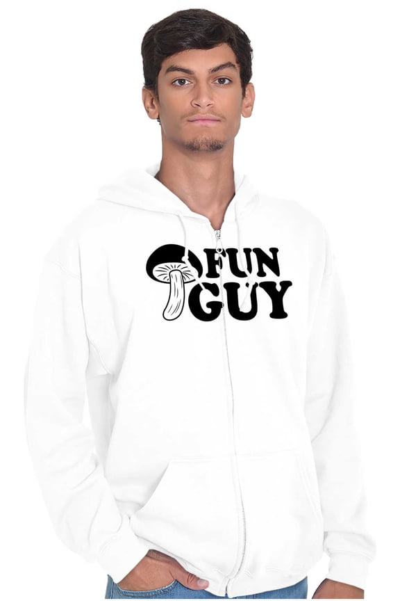Fun Guy Fungi Mushroom Nerdy Geeky Zip Hoodie Sweatshirt Men Brisco Brands L