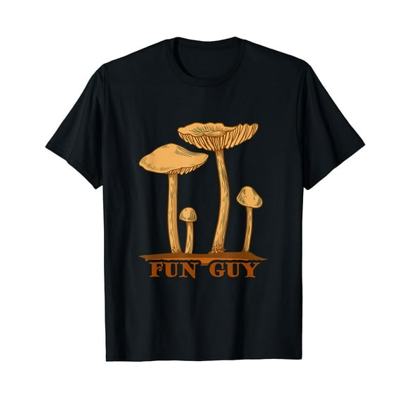 Fun Guy funny mushroom Cotton T-Shirt Black