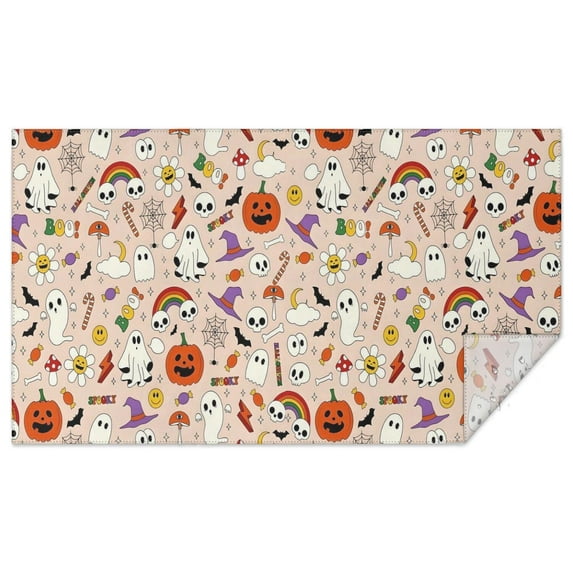 Fun Halloween Pattern Rectangle Tablecloth 60"x102",Waterproof Polyester Rectangle Table Cloth, Wipeable Spillproof Polyester Tablecloth for Dining, Camping, Indoor and Outdoor