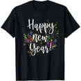thumbnail image 1 of Fun Happy New Year Day Eve Party Fireworks Confetti Costume T-ShirtMen and women, Black T-shirt, size: Extra large, 1 of 4