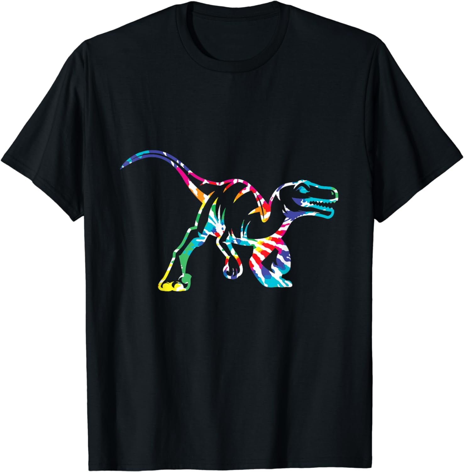 Fun Hippie Rainbow Tie Dye Raptor Dinosaur T-Shirt - Walmart.com
