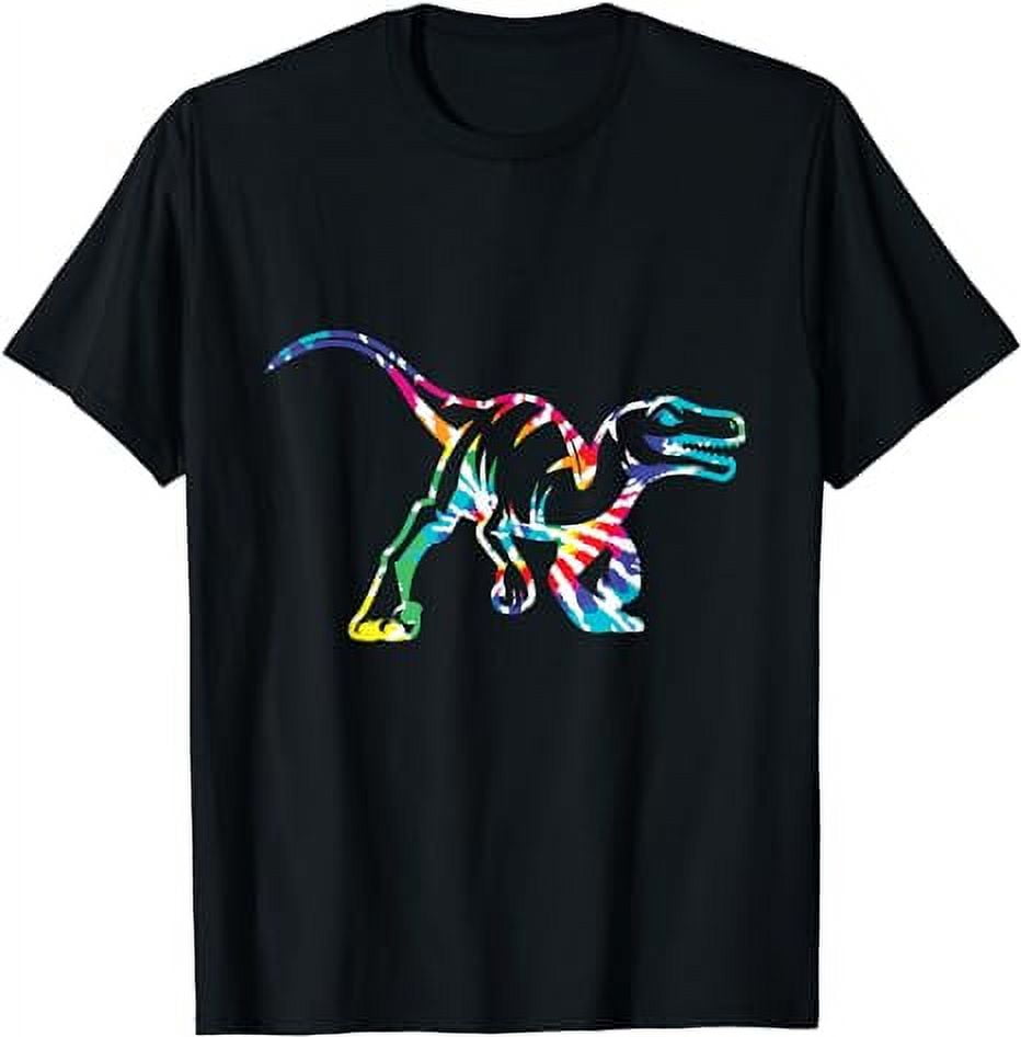 Fun Hippie Rainbow Tie Dye Raptor Dinosaur T-Shirt - Walmart.com