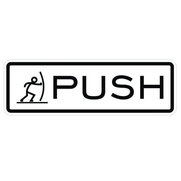 Fun Horizontal Push Pull Door Sign (White) - Medium