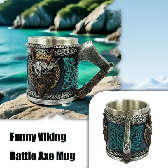 Fun Horn Character Mug With Axe Handle Large Capacity Beer Mug, Viking Style Drinking Cup For Bar Ktv Parties, Featuring Unique Horn Character And Axe-Shaped Grip